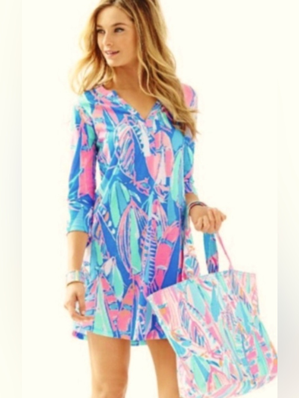 Lilly Pulitzer “Ali” Out to Sea Pima Cotton Mini Dress, size S
